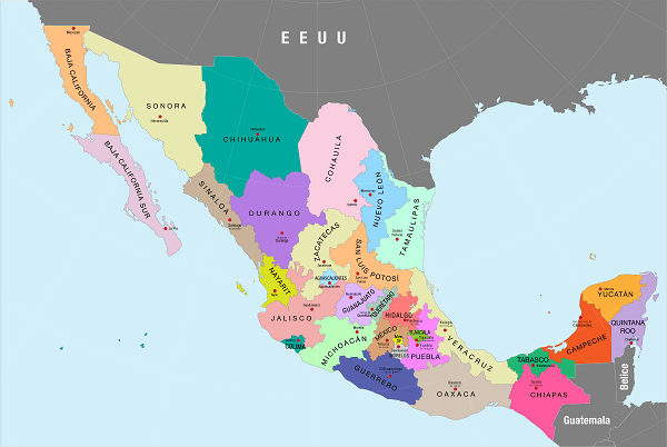 Em que parte do continente está localizado o México? 1