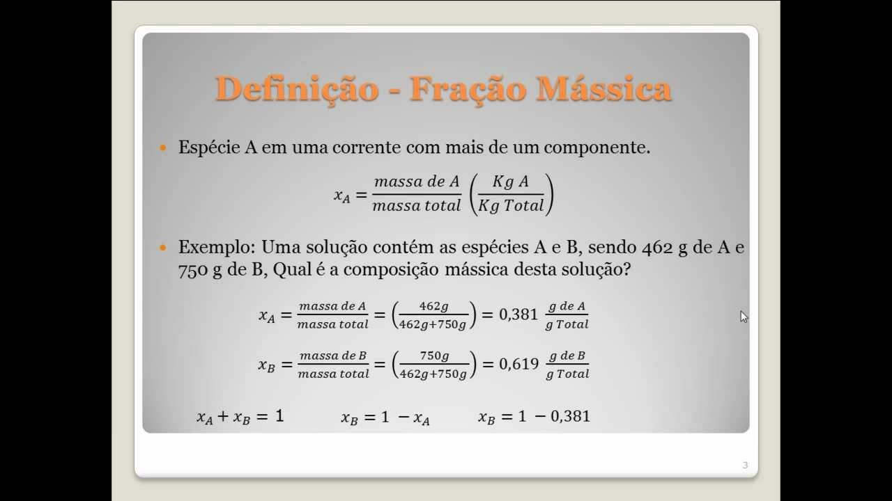 ilustracao de fracoes molares e porcentagem em massa