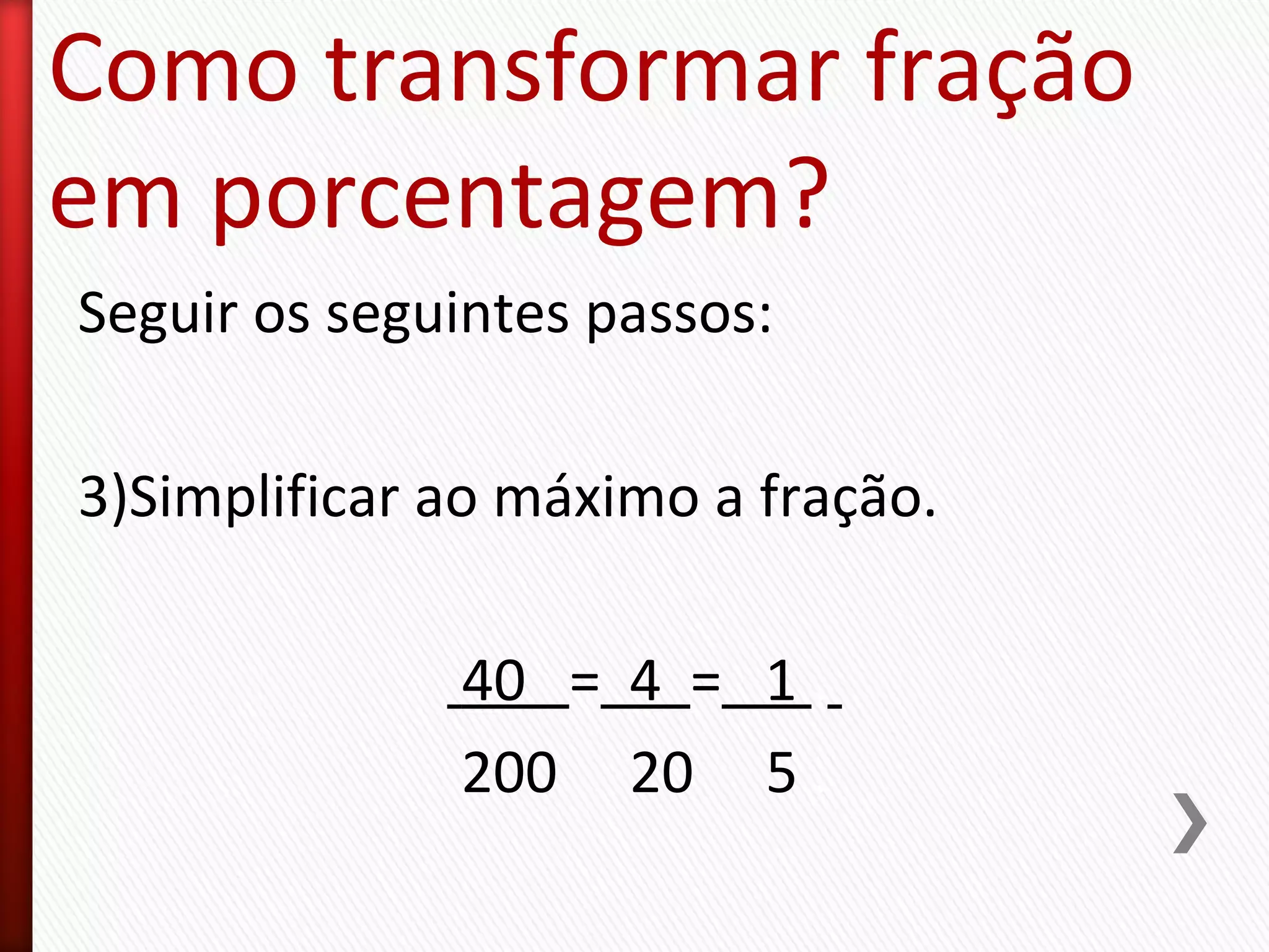 Conversão de frações em porcentagens