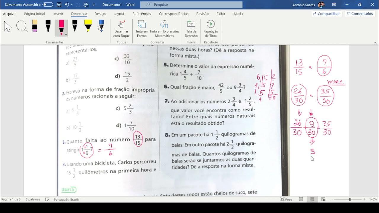 frações e números faltantes