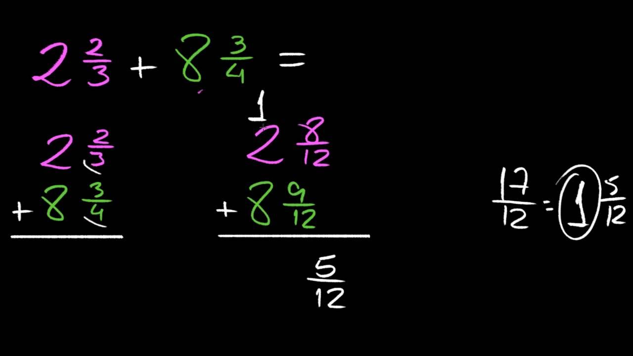 exemplos de soma e subtração de frações