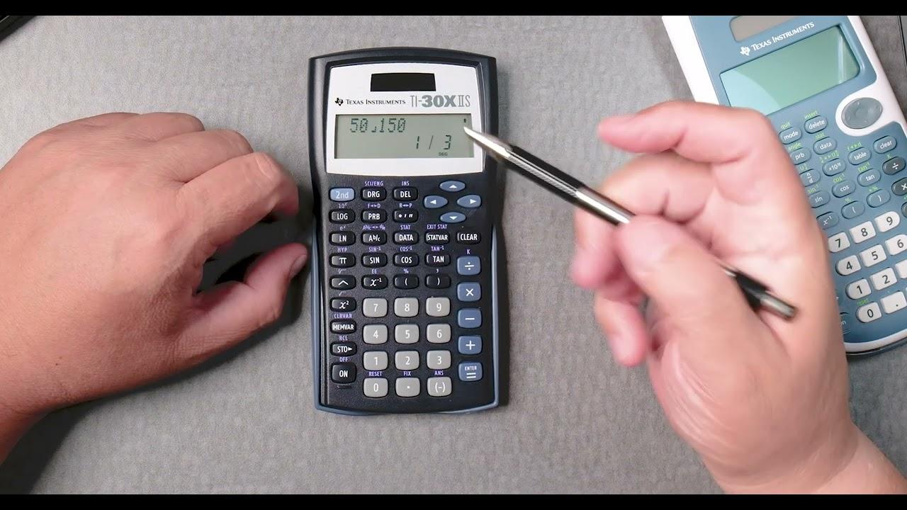 Calculadora TI-30X IIS trabalhando com frações