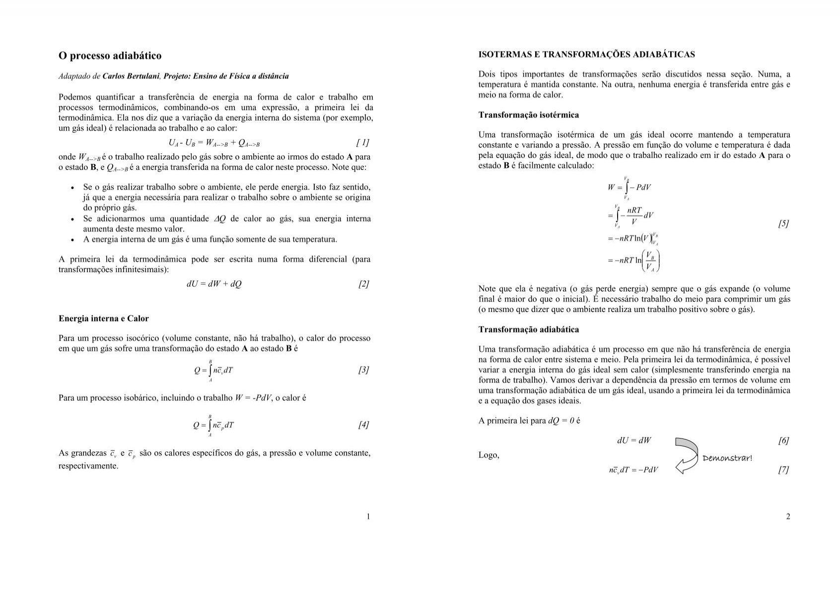 Processo isocoro a volume costante