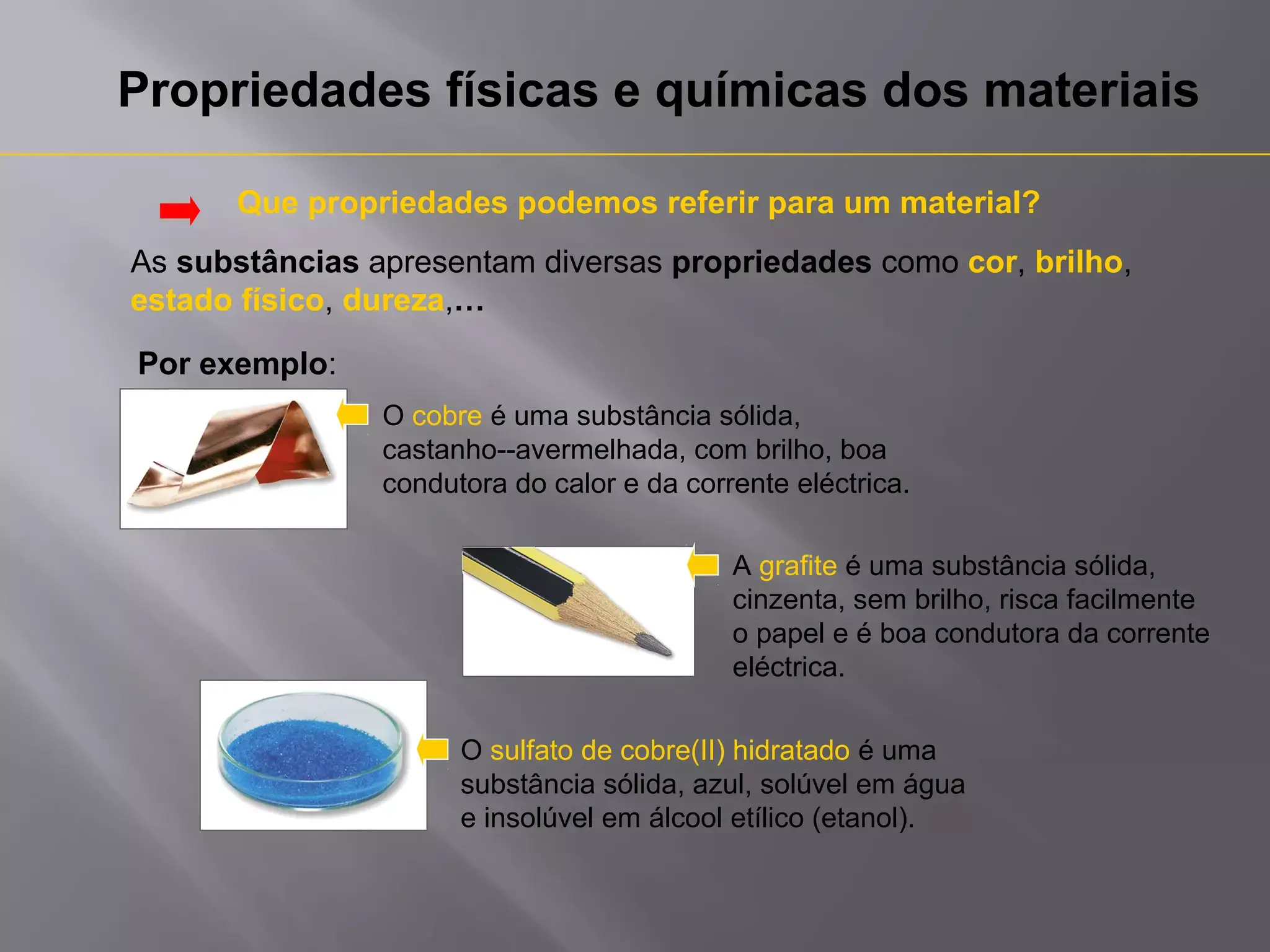 Illustrazione proprietà fisiche e chimiche