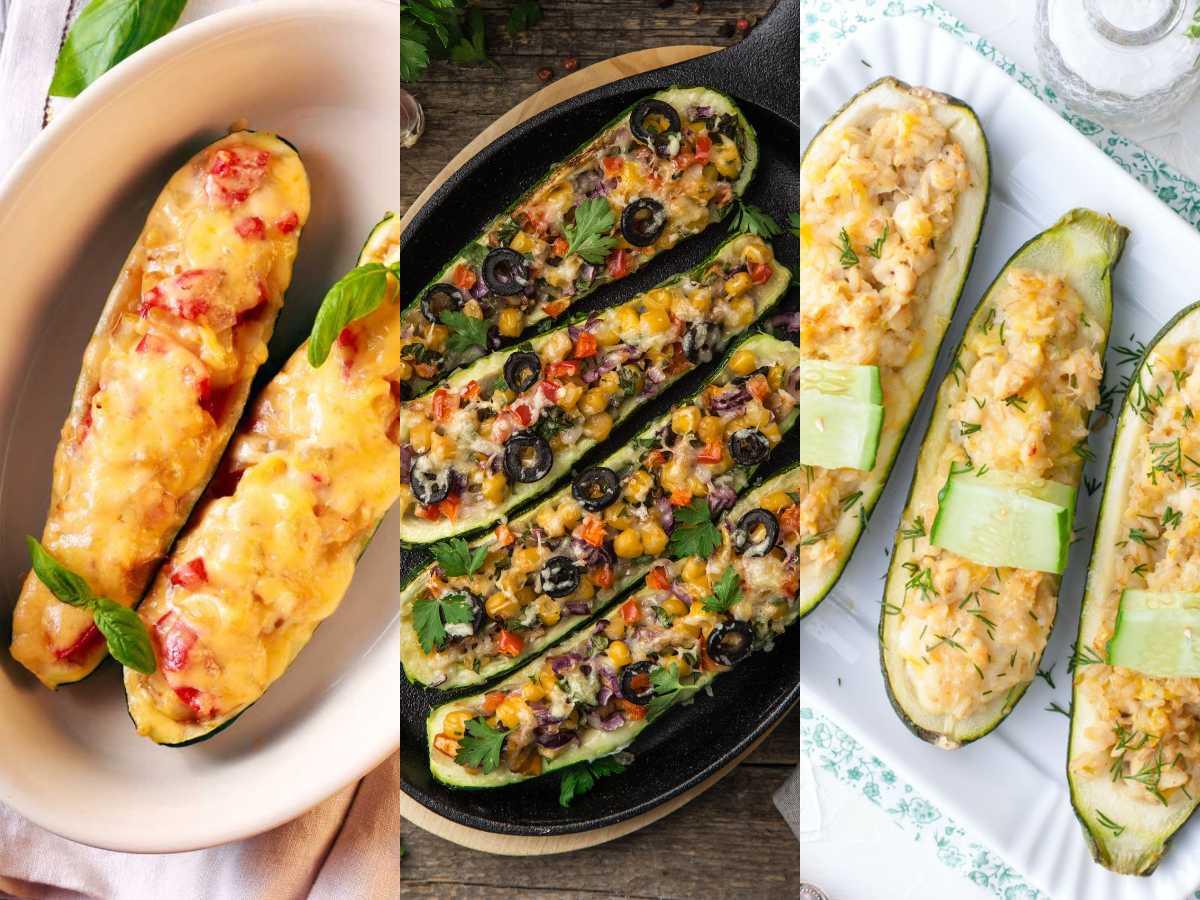 variações de curgete recheada