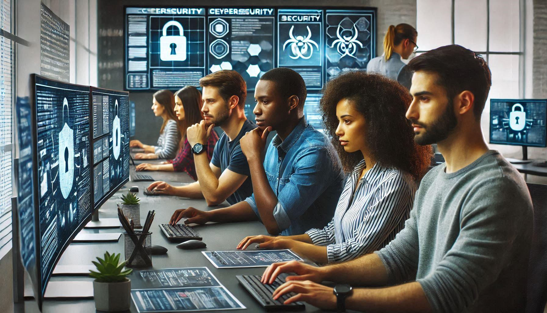 equipa de cibersegurança a analisar dados