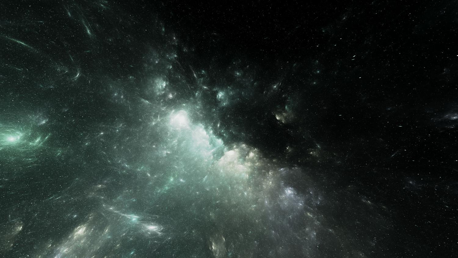 Nebulosa etérea en tonos fríos que ilustra la fase de enfriamiento del universo primitivo.