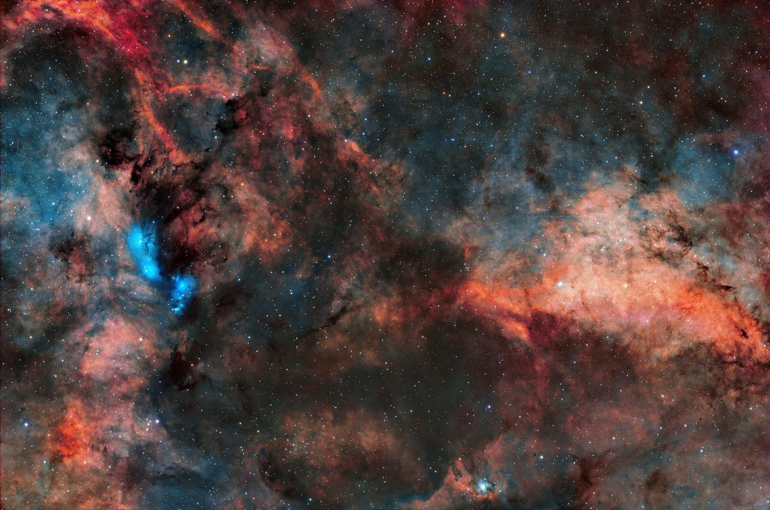 Nebulosa vibrante y campo de estrellas representando el caos primordial y el nacimiento de las primeras estrellas.